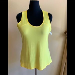 Calvin Klein bright yellow high low blouse dressy  Long tank L NWT